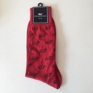 Vineyard Vines Red w/ Whale Pattern Mens Socks